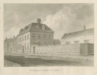 Lichfield - Scuola di grammatica: disegno a seppia
