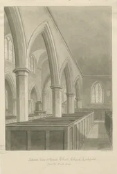 Lichfield - Interno della chiesa di St. Chad: disegno seppia