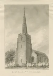 Lichfield - Chiesa di San Michele: disegno a seppia