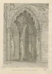 Cattedrale di Lichfield - Porta Ovest: disegno a seppia