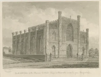 Newcastle-under-Lyme - Cappella cattolica romana: disegno a seppia
