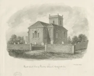 Chiesa di Norton-in-the-Moors: disegno ad acquerello seppia