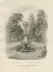 Rolleston Hall - Antica croce: disegno a seppia