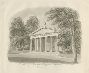 Shugborough - Tempio Dorico: disegno a seppia, 1842