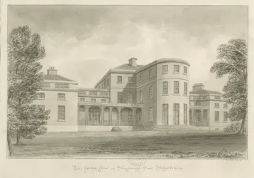 Shugborough Hall - Fronte del giardino: disegno a seppia, 1842