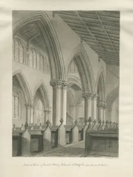 Stafford - Interno della Chiesa di Santa Maria: disegno a seppia