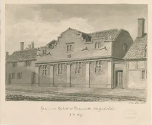 Tamworth - Scuola di Grammatica: disegno seppia, 1838
