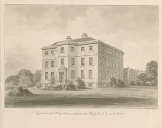 Teddesley Hall: disegno a lavaggio seppia, 1841