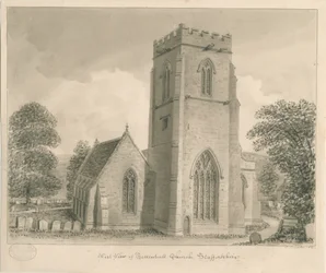 Chiesa di Tettenhall: disegno a lavaggio seppia, 1837