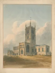 Wolverhampton - Chiesa di San Pietro: acquerello, 1844