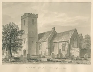 Worcestershire - Chiesa di Hampton Lovett: disegno a seppia, 1833