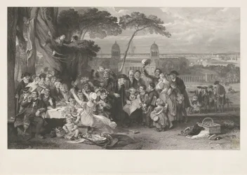 Compagnia festante in un parco celebra la vittoria di Trafalgar