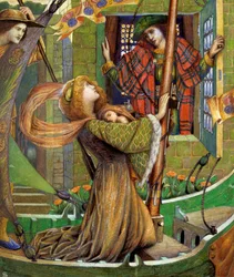 "Love Gregor" Illustrazione per la chanson de geste inglese. Dipinto di Byam Shaw (1872-1919) (preraffaellita) Collezione privata