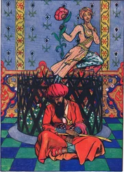 Reverie di Ormuz il Persiano, illustrazione da The Garden of Kama (e altri testi dall