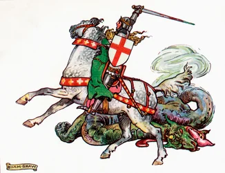 San Giorgio e il Drago, illustrazione dal libro per bambini della Principessa Marie-José, pubblicato 1916