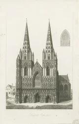 Cattedrale di Lichfield - Facciata Ovest: incisione, nd [?inizio 19° sec]