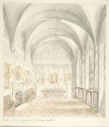 Lea Castle, Worcestershire, sala da pranzo vista sud