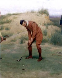 Durante il tempo dei sermoni, (dettaglio) del golfista, 1896