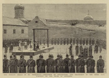 I processi dei nichilisti a San Pietroburgo, esecuzione di Kviatkovsky e Presniakov nella Fortezza di Pietro e Paolo