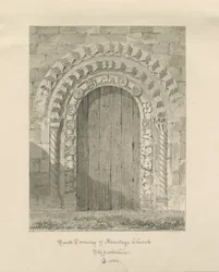 Chiesa di Armitage - Porta Sud (disegno a seppia, 1823)