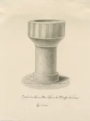 Fonte battesimale nella chiesa di Enville (disegno a seppia, 1820)