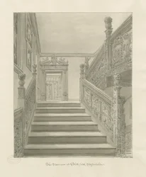 Interno di Blithfield Hall: disegno a seppia