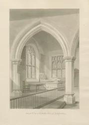 Interno della Chiesa di Ellastone: disegno a seppia, 1841