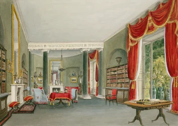 Biblioteca e Salotto a Bromley Hill, Kent (Residenza del Diritto On. Charles Long)