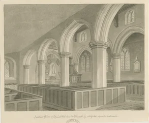 Lichfield - Interno della Chiesa di San Michele: disegno a seppia