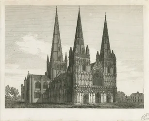 Cattedrale di Lichfield - Facciata Ovest (incisione)