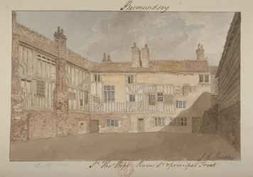 Vista sud delle rovine di Bermondsey House, 1827