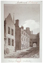 Veduta verso il portale di Montague House, Southwark, Londra, 1827