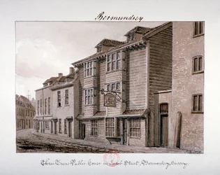 Vista del pub Three Tuns in Jacob Street, Bermondsey, Londra, 1828