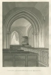 Worcestershire - Droitwich - Interno della Chiesa di Dodderhill: disegno a seppia