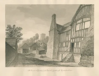 Worcestershire - Droitwich - Dodderhill Old House: disegno a seppia
