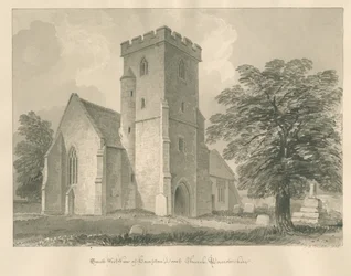 Worcestershire - Chiesa di Hampton Lovett: disegno a seppia, 1833