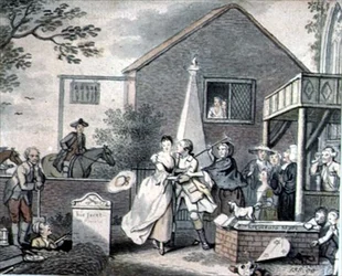 Gruppo al portico di una chiesa (disegno)