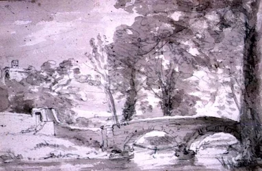Ponte con alberi e edifici, a Haddon