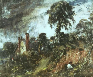 Cottage tra gli alberi con una duna di sabbia, c.1830-36
