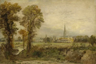 Vista Distante della Cattedrale di Salisbury