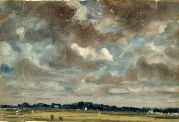 Paesaggio esteso con nuvole grigie