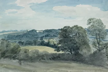 Paesaggio con edifici in lontananza
