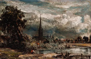 Cattedrale di Salisbury dal Ponte Lungo vicino al Mulino di Fisherton