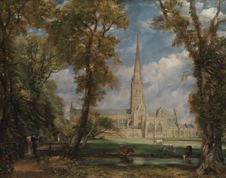 Cattedrale di Salisbury dai terreni del vescovo, ca. 1825