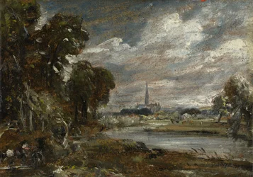 Cattedrale di Salisbury dal fiume Nadder, c.1829