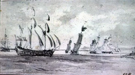 Navi in una brezza nel Tamigi o Medway
