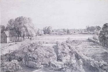 Veduta di East Bergholt sul giardino della cucina di Golding, casa di Constable