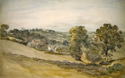 Vista verso la chiesa di Langham da vicino a Stratford Road, Dedham