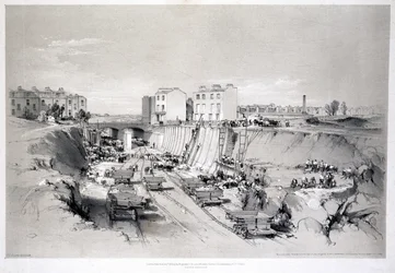 Costruzione dei muri di contenimento a Park Street, Camden Town, 1836