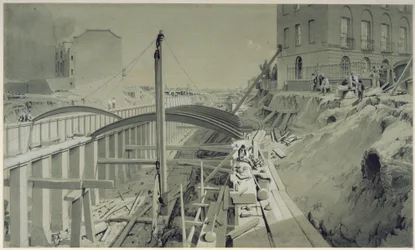 Costruzione dei muri di contenimento a Park Street, Camden Town, settembre 1836